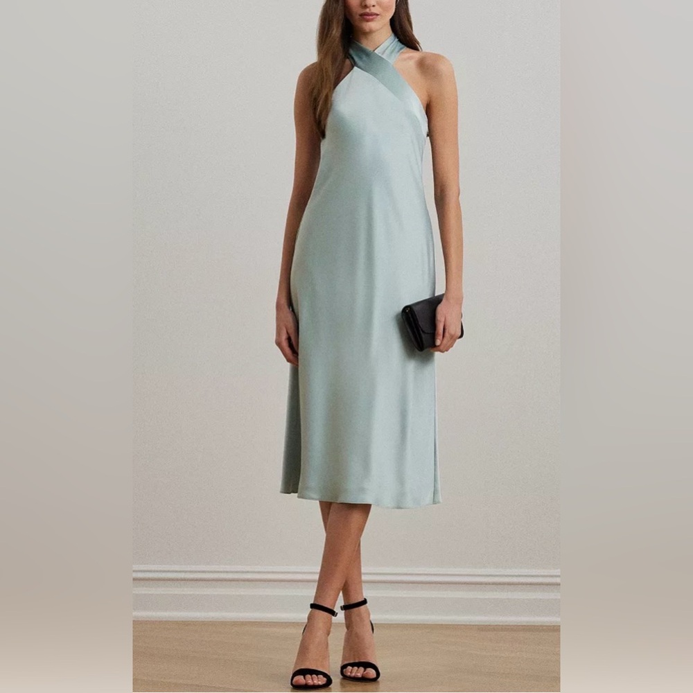Ralph Lauren Silver One-Shoulder Midi Dress size 14